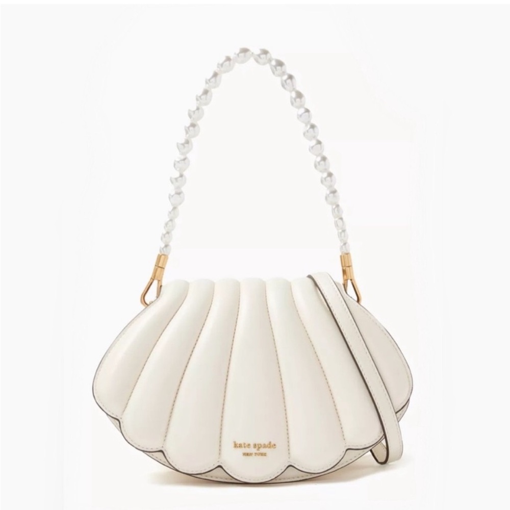 Kate Spade What The Shell Pearlized Cream Scalloped Shoulder Bag